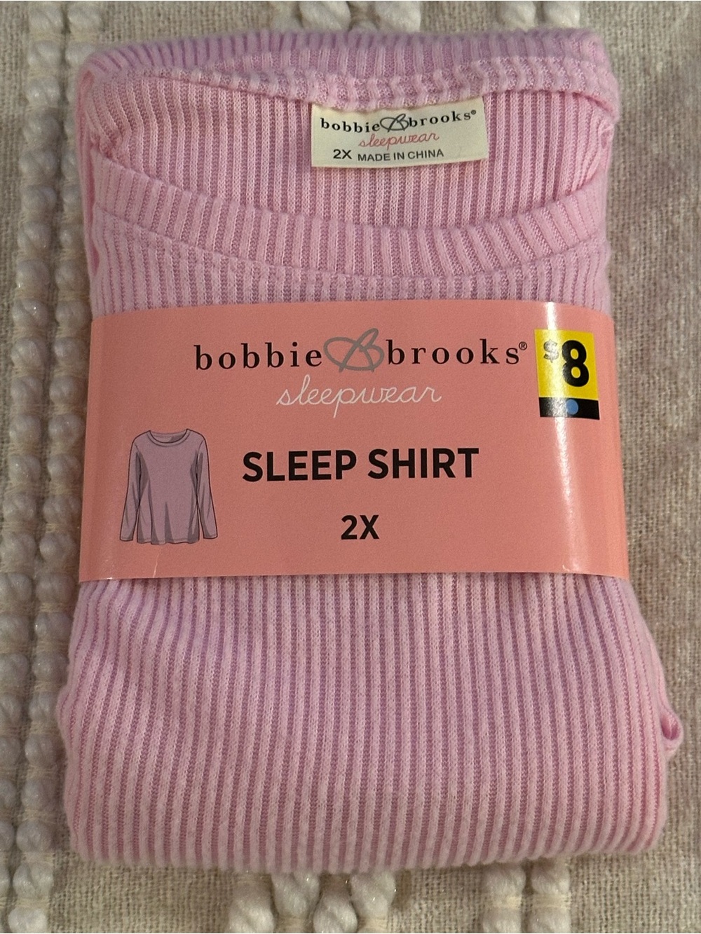 💥 $5 if bundled - 2X Bobbie Brooks Pink Ribbed Sleep Shirt